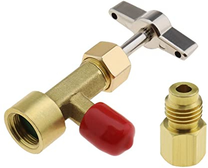 ECSiNG Can Tap Válvula Dispensadora de Refrigerante Abridor de Botellas con Adaptador de Tanque Rosca 1/4 SAE Y 1/2 AC-ME para R134A R12 Manguera de Carga de CA Colector de Aire Acondicionado