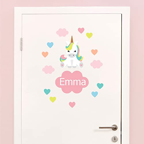 My Nametags® Sticker per Porte Personalizzati Tema Unicorni 1 | Decorazione Autoadesiva per Pareti, Porte o Mobili | Adesivi per Porte Facili da Applicare per Camera da Letto o Cameretta