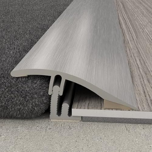 PROVISTON – övergångsprofil med höjdutjämning – 38 x 1860 mm – aluminium – metallprofil – golvprofil – övergångsskena – borrad – silver – 1 profil