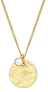Elli Halskette Damen Plättchen Anhänger Vintage Organic mit Mondstein | 925 Sterling Silber
