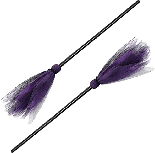 CLISPEED 2Pcs Halloween Hexenbesen für Kinder Plastikzauberer Besenstiel Kostümzubehör Cosplay Broom Requisiten Fliege Besenstift für Festival Halloween Masquerade Cosplay Party (Zufällige