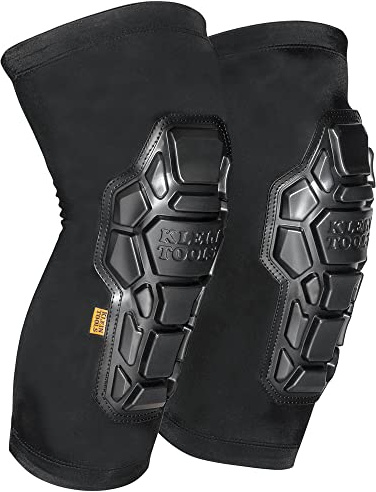 Klein Tools 60511 Knee Pad, Heavy Duty Padded Knee Sleeves, Breathable Mesh Back, Elastic Cuff with Slip-Resistant Silicone, Black, M/L