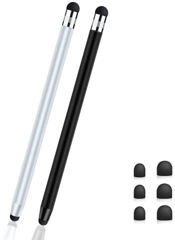 2 Pack Touchscreen Stift, 2-in-1 Eingabestift Universal Gummi Touch Pen für alle Tablets/Smartphone, kompatibel mit Samsung/iPad/Android/IOS