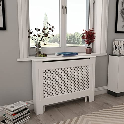 Chusui Heizkörperverkleidungen 2 STK Heizkörperabdeckung, Heizung Verkleidung, Radiator Cover, Verkleidung Heizkörper, Heizungsabdeckung, Weiß 112×19×81,5 cm MDF