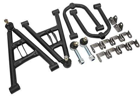 Kit Braccio Oscillante Ammortizzatore Sospensione Anteriore 350mm, KIMISS Superiore Inferiore Snodi Sferici Tiranti Kit Sospensione Sostituzione per GY6 110cc 150cc 200cc ATV 4 Ruote Quad Go Kart