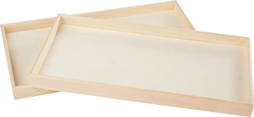 VBS 2er-Pack Tablett Deco-Style Holz 40x20x3cm Holztablett Tablett-Schale Serviertablett