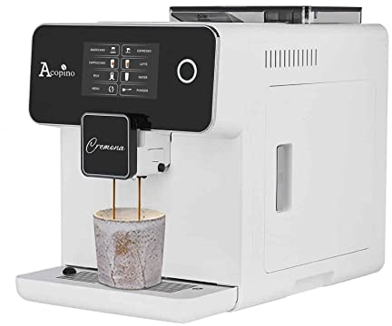 Acopino Cremona Kaffeevollautomat mit Milchsystem – Onetouch Espressomaschine für Cappuccino, Latte Macchiato & Kaffee, Bohnenkaffeemaschine mit Display, herausnehmbarer Brühgruppe, weiß