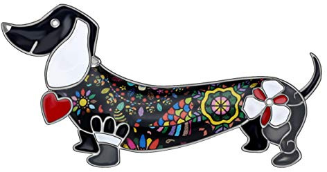LONYOO Emaille Zinklegierung Dackel Hund Broschen Pin Schal Reversschmuck Dackel Geschenk für Frauen Mädchen Hundeliebhaber (Schwarz)