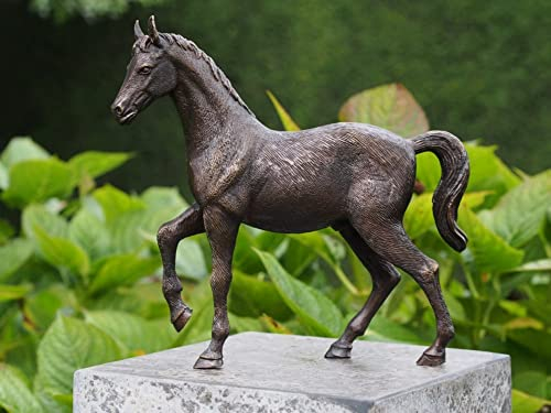 Bronzefigur trabendes Pferd Hengst braun Dekofigur Wohndekoration - 29x17x6cm