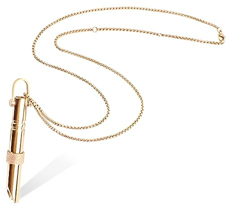 TamBee Stress Relief Mindful Necklace, Anapana Breathing Necklace Anxiety Whistle for Exercises Meditation, Christmas Valentine Gift (Gold)