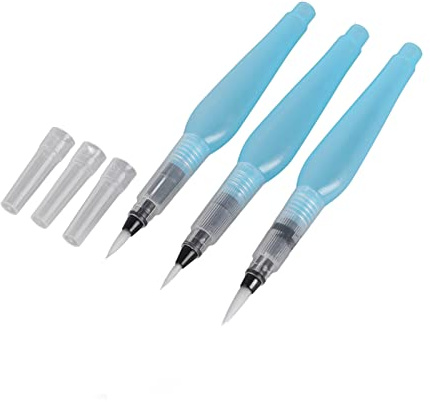 Wasserpinsel Kuretake Wasserpinsel Aquarellmalerei 13×5×4 3 Stück Nachfüllbarer Wasserpinselstift Kunsthandwerkswerkzeug Aquarellmalerei Kalligraphie-Tintenset