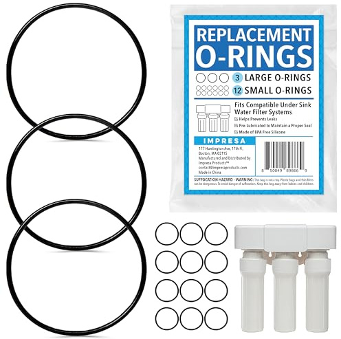 Impresa 15-Piece O-Ring Variety Pack for Water Filters - Compatible with Aquasana Claryum AQ - Black Silicone - 5300 Under Sink Water Filter System - Pre-Lubricated Leak-Sealing O Rings