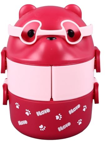 Qcwwy Lunch Box, Bear Double Layer Portable Lunch Box, Roseate