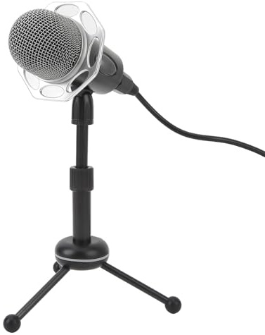PUSOKEI Dynamic Microphone, Detachable Support, Volume Control, LED Indicator, 3 Pickup Mode, Sound Card, Recording Microphone, 3.5mm, for Gaming, Streaming, Conferences