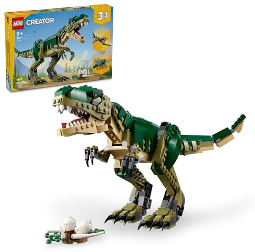 Lego 3in1 T Rex Spielzeug 31151 - Dinosaurier Spielzeug Bauset für Kinder ab 9 Jahren - 3 Bauoptionen, verwandelt Sich von T-Rex zu Triceratops zu Pterodaktyl -
