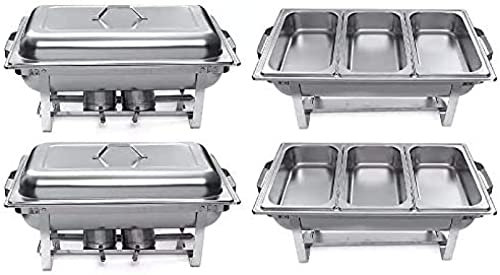 9L Chafing Dish Buffet Set, Stainless Steel Chafer Food Warmer Complete Set With Water Pan, Food Pan, Fuel Holder And Lid(Full Size With 1/3rd Inserts),3pcs
