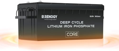 Renogy Lithium Batterie 12V 300Ah LiFePO4 mit Selbstheizung, 3840Wh 300A BMS 5000 Zyklen Solarbatterie auf 24V 48V Lithium Akku für Solaranlage Haushalt Motorkabinen Marine Wohnmobile Netzunabhängige