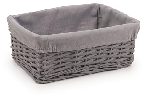 Woodluv Woven Wicker Storage Baskets - Grey, Medium
