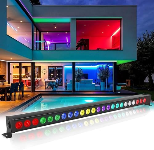 Barra Luminosa Wallwasher, 24x3W RGBW LED Palcoscenico Luci di Lavaggio Bar dmx512 Illuminazione di Scena per Interni DJ Discoteca Festa Chiesa Compleanno Bar Matrimonio 1 PCS (Senza telecomando)