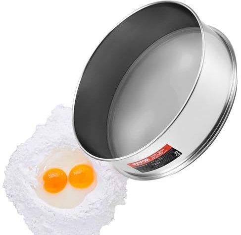VEVOR Tamis à Farine 80 Mailles, Passoire à Mailles Fines 32 cm, en Inox 304 de Qualité Alimentaire, pour Pâtisserie, 5 Tailles de Trous de Maille pour Haricots Mungo, Riz, Farine, Poudre de Perle