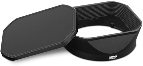 Vintage Square Metal Lens Hood Shade for Fujifilm XF16-50mm F2.8-4.8 R LM WR & Fuji XF 33mm F1.4 R LM WR Lens & Fujinon XF 23mm F1.4 R LM WR Lens Hood,with Front Cap,Black