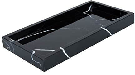 BUGUUYO Marmor-Optik Aufbewahrungsplatte Badetablett Leichtes Kompaktes Kosmetik-Organizer Tablett Für Lippenstift Parfüm Waschbecken Und Badezimmer Ablage Tray Mit Stabilem Stand