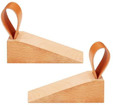 2 Stück Anti-Rutsch-Türstopper aus Holz – robuste Türkeile aus Buche mit Gummiunterseite – geeignet für alle Türtypen und Oberflächen – mit Gummi