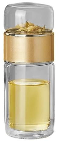 Teeflasche mit Teesieb, doppellagig, isoliert, Teebecher, Glas-Wasserflasche mit Teesieb für losen Tee, Blumen, Tee, Zuhause, Reisen