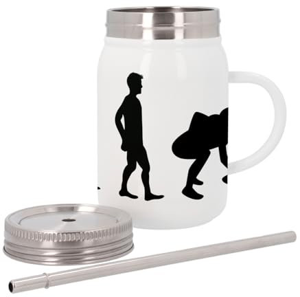 Mug Isotherme en Inox avec Couvercle et Paille - Evolution Football Americain USA Sport Athlète - 500 ml - Tasse Thermo