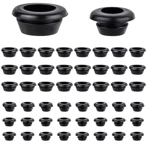 VEPEPE 60 PCS Pasacables de Goma para Agujeros, Juego de Tapones Cónicos Impermeables (DI 8mm/12mm), Anillos de Protección para Cableado Eléctrico, Enchufes y Conductores (Negro)