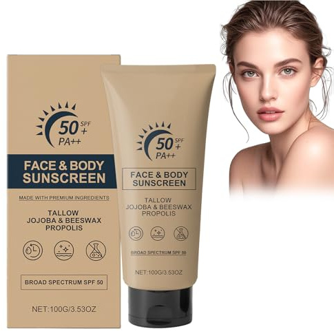 Sunscreen Lotion Crema Solare, Lozione solare Formula Leggera e Non Grassa, Protezione UV e Anti-Età – Perfetta per Viso e Corpo