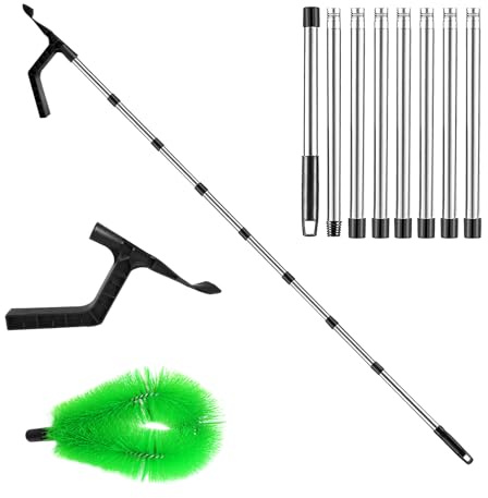 Storystore Gutter Cleaning Tool, 320cm Extendable Roof Gutter Cleaner Equipment, Gutter Cleaning Brush & Leaf Shovel & 8 Pcs Telescopic Poles for Cleaning Leaves Window Gutter Hanging Light Spider