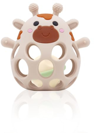 MuyPetit Jirafa Sonajero y Mordedor bebé, Libre de BPA y tóxicos (Beige)