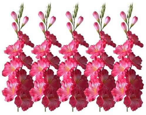 5 Pcs Silk Artificial Orchid Flowers Sword Orchid Simulation flowerong Flowers Artificial for Home Plants Office