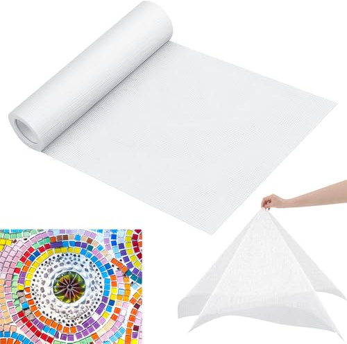 Teenyyou 12 x 120 Mosaic Mesh for Back Mounted Tile Fiberglass Mosaic Mesh Backing Boast for Tile Installation Supplies Tools(Non Sticky)