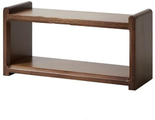 LAJUU 2-stufiges Präsentationsregal for Kaffeetassen Aus Massivem Buchenholz, Kleiner Getränkehalter Aus Holz, Gewürzglas-Organizer Auf Der Arbeitsplatte, Küchenregal(Farbe Nussbaum)