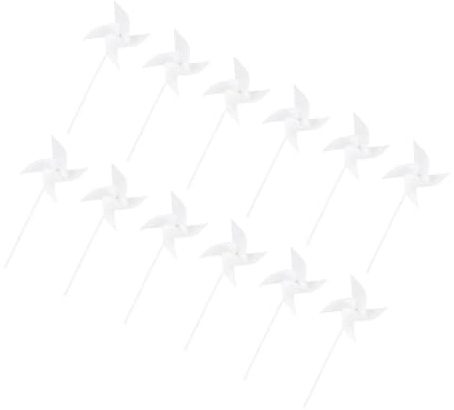 Hemobllo 30pcs DIY Crafts Pinwheels for Blank White Plastic Garden Windmill Four Leaf Paper Pin Wheels for Outdoor Painting Craft