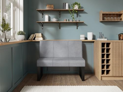 JKG Meble Essbank fur Kuche - Sitzbank Esszimmer - Modern Esszimmerbank Küche - Stoff Velours - gepolsterte Küchensofa - Grau - 100cm