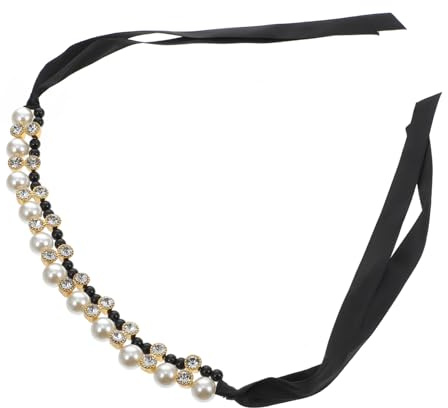 TOYANDONA Pet Collar Bowtie Decorative Dog Collar with Satin Ribbon and Pearls Black m for Photography and Party Use Suitable for Cats and Dogs