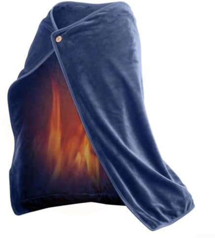 UTTASU Elektrisch beheizte Überwurfdecke, 100 x 70 cm, USB-betrieben, Flanell, wärmend, für Sofa, Büro, Auto, Camping, 35–45 °C, Temperaturregelung (blau)