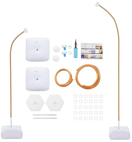 MEHOOSPVN Balloon Arch Stand Kit, 2.5M & 1.5M Half Arch Balloon Column Stand, Free Bend with 30 Balloon Clips and Base for Floor Suitable for Birthday, Wedding, Graduation Party, Anniversary, Gold