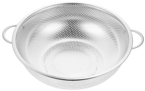 SHINEOFI Passoire à Fruits en Acier Inoxydable 304 Double Anse, Panier Égouttoir à Légumes et Riz 31,5 Cm, Panier à Mailles Fines pour Égouttage Manuel Cuisine