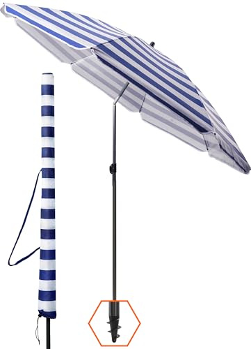 4smile Sonnenschirm Strand Ø 180 cm, Blau-Weiß, Sonnenschirm Balkon