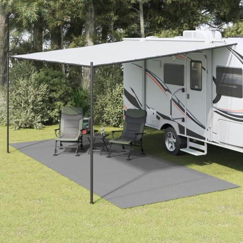 Faucqir Zeltteppich Anthrazit 6x2,5 m aus Polyester mit PVC-Schaumbeschichtung, rutschfest und langlebig, vielseitig als Bodenplane beim Camping, Outdoor, Wandern und Zelten geeignet