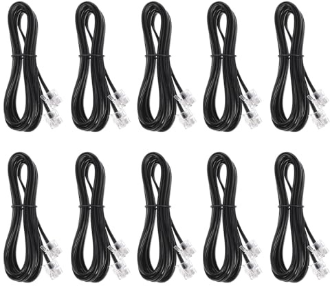 DECHOUS Cavo Telefonico in Rame e Pvc Resistente 4-core Piatto 2 Metri Connettore Plug And Play, Confezione da 10 Pezzi per Uso Ufficio e Casa