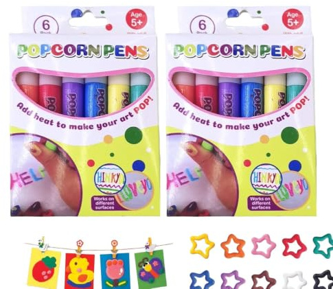 Stylos À Popcorn, 12 Pièces Stylos À Popcorn À Bulles À Faire Soi-même | Stylo À Bulles D'impression Artistique 3D, Pour Dessin Couleur, Stylo Aquarelle Imprimé En 3D