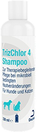 Dechra TrizCHLOR 4 Shampoo für Hunde und Katzen | 230 ml | Bei mikrobiell bedingten Hautveränderungen