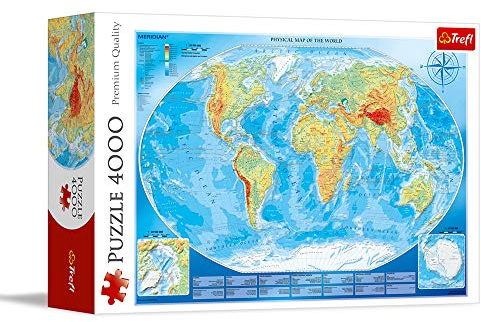 Trefl - Puzzle 4000 Teile, Große physikalische Weltkarte, die ganze Welt | Für Kinder und Erwachsene ab 14 Jahren, hochwertige, kreative Unterhaltung, präzise passende Teile