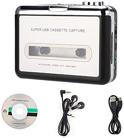 Lettore di Cassette, Convertitore di Nastri USB in MP3 Music Player con Auricolari, Compatibile con Laptop e Personal Computer