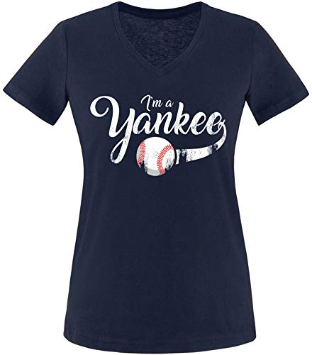 EZYshirt® I`am a Yankee Baseball Shirt T-Shirt Damen V-Neck